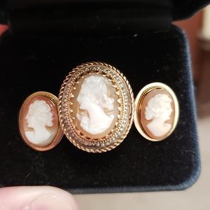 Cameo ring and earrings